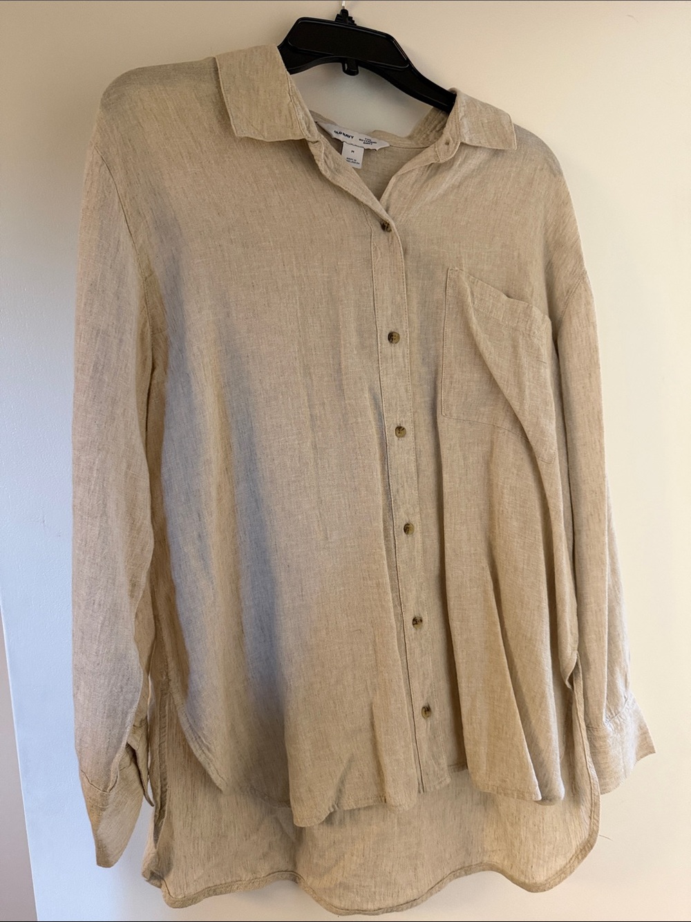 Old Navy Beige Linen-Blend Button-Down Shirt